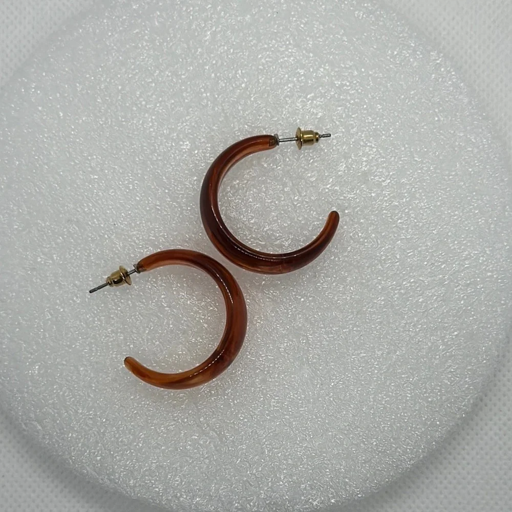 Chic Brown Marbled Acetate Hoop Earrings